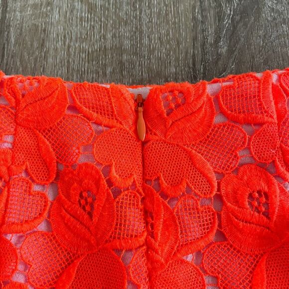 A.L.C. Sandro Floral Lace Shorts in Neon Orange Pink - Size: 8 - Picture 8 of 10
